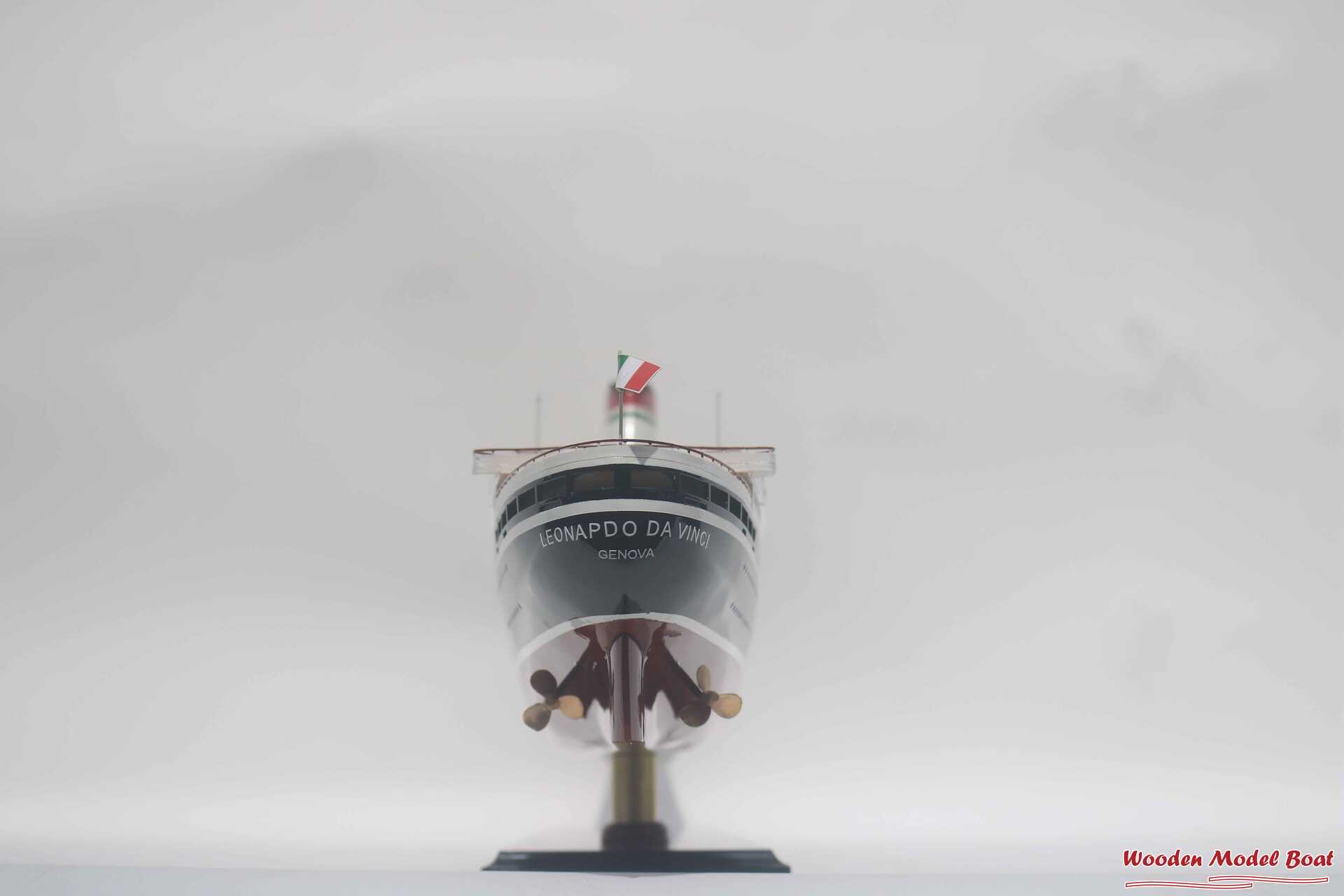 SS Leonardo Da Vinci Black & Red Hull Ocean Liner Model (3) Wooden Model Boat Handicraft