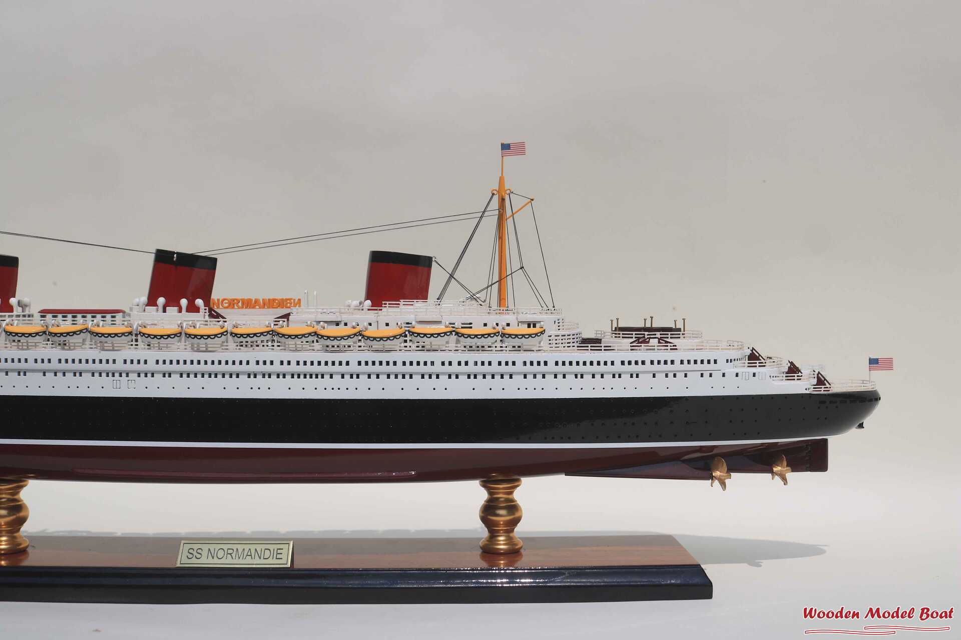 SS Normandie Cruise Ship Model (10) Wooden Model Boat Handicraft SS Normandie Cruise Ship Model 10 Wooden Model Boat Handicraft 1