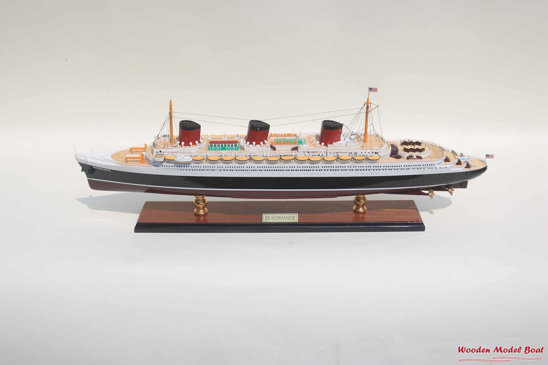 SS Normandie Cruise Ship Model (14) Wooden Model Boat Handicraft SS Normandie Cruise Ship Model 14 Wooden Model Boat Handicraft