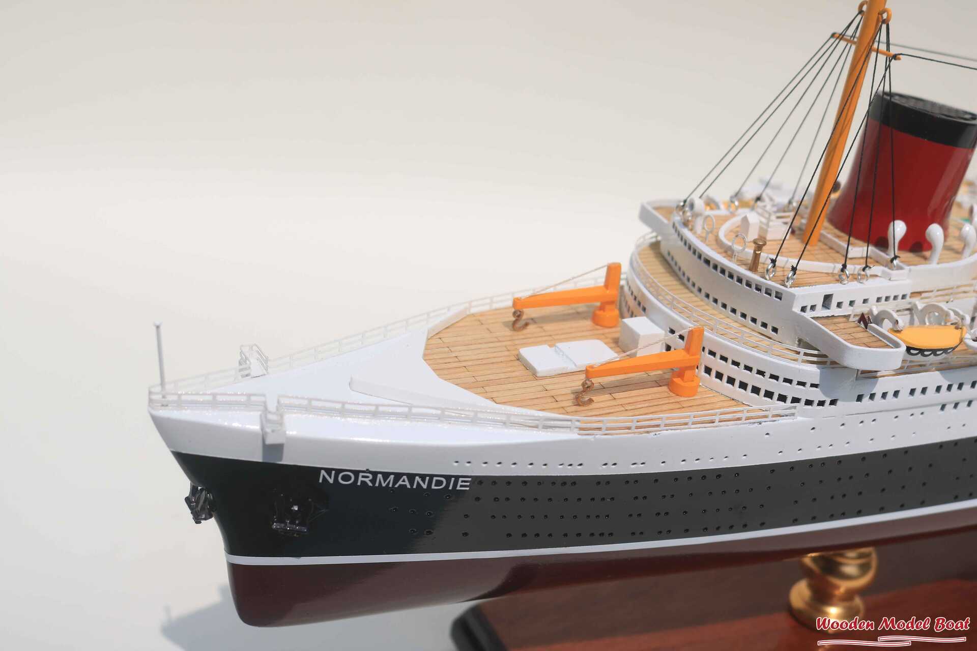 SS Normandie Cruise Ship Model (4) Wooden Model Boat Handicraft SS Normandie Cruise Ship Model 4 Wooden Model Boat Handicraft 2
