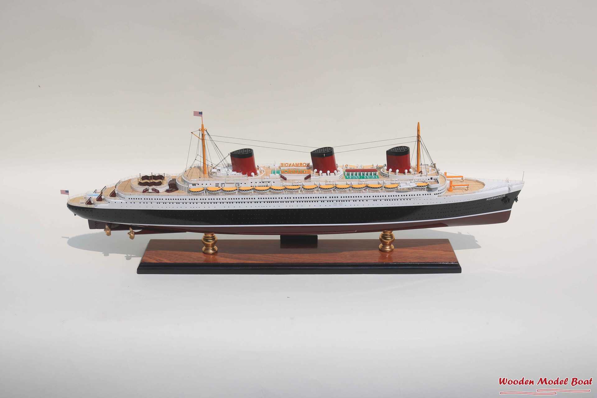 SS Normandie Cruise Ship Model (7) Wooden Model Boat Handicraft SS Normandie Cruise Ship Model 7 Wooden Model Boat Handicraft 2