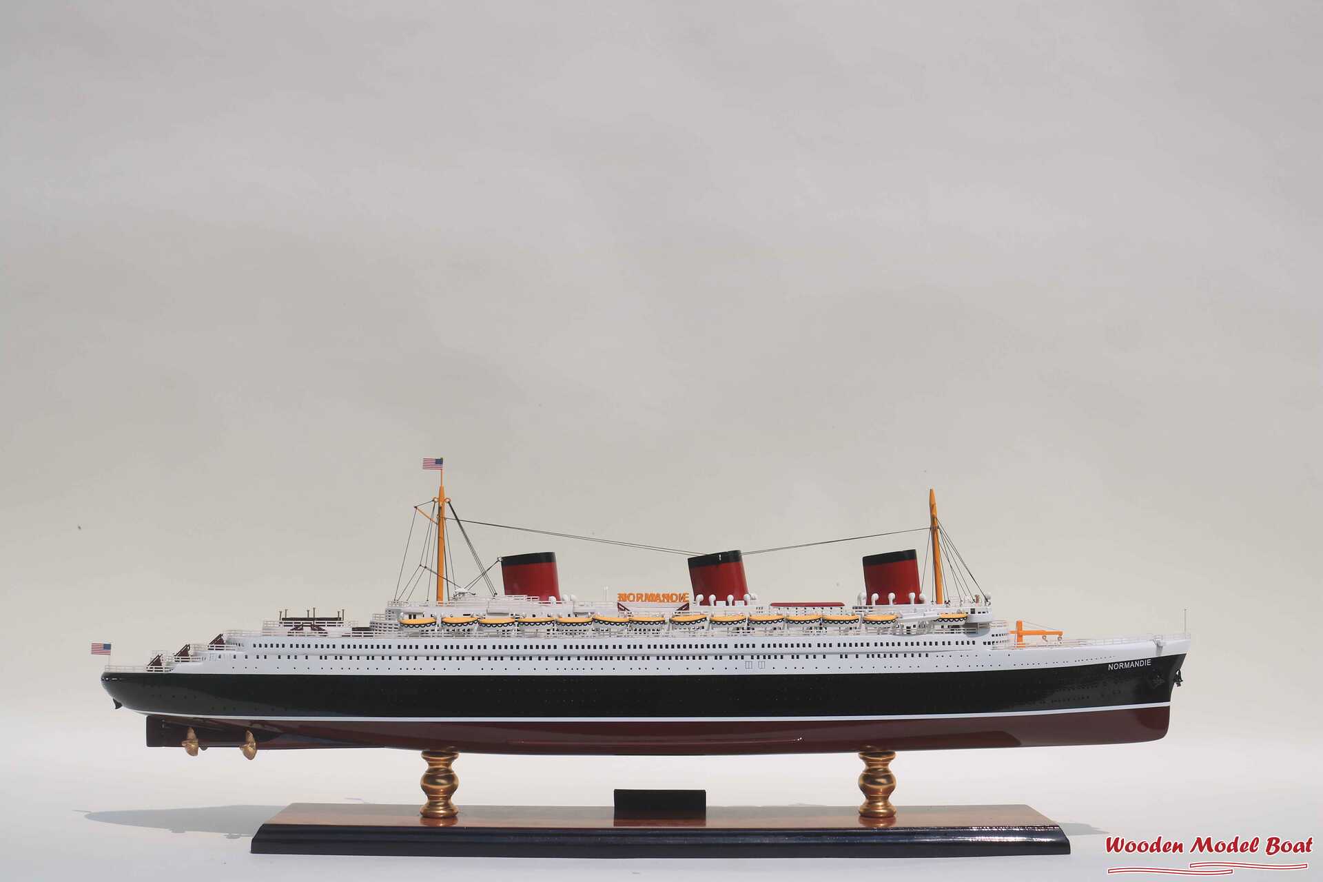 SS Normandie Cruise Ship Model (8) Wooden Model Boat Handicraft SS Normandie Cruise Ship Model 8 Wooden Model Boat Handicraft 2