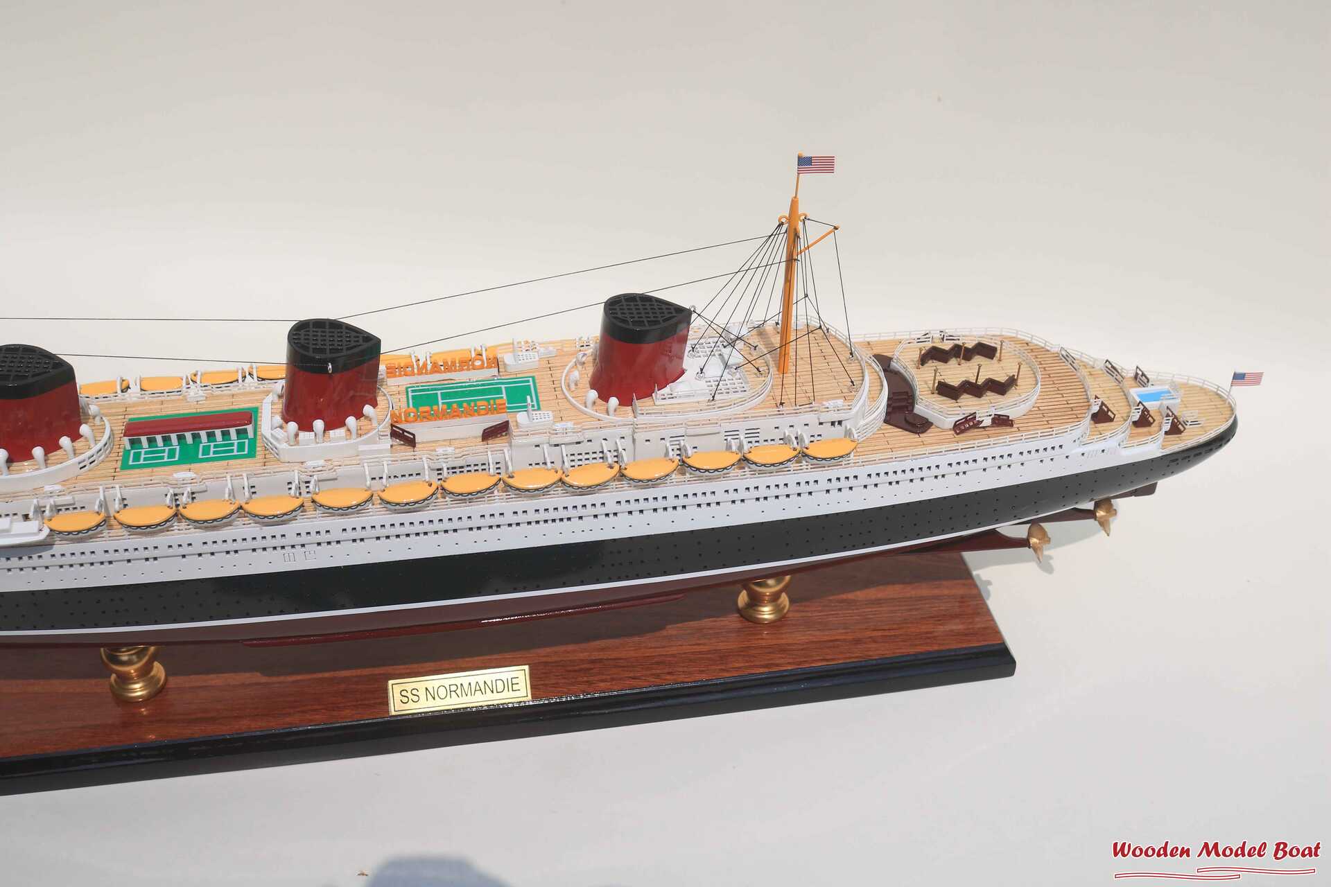 SS Normandie Cruise Ship Model (9) Wooden Model Boat Handicraft SS Normandie Cruise Ship Model 9 Wooden Model Boat Handicraft 2