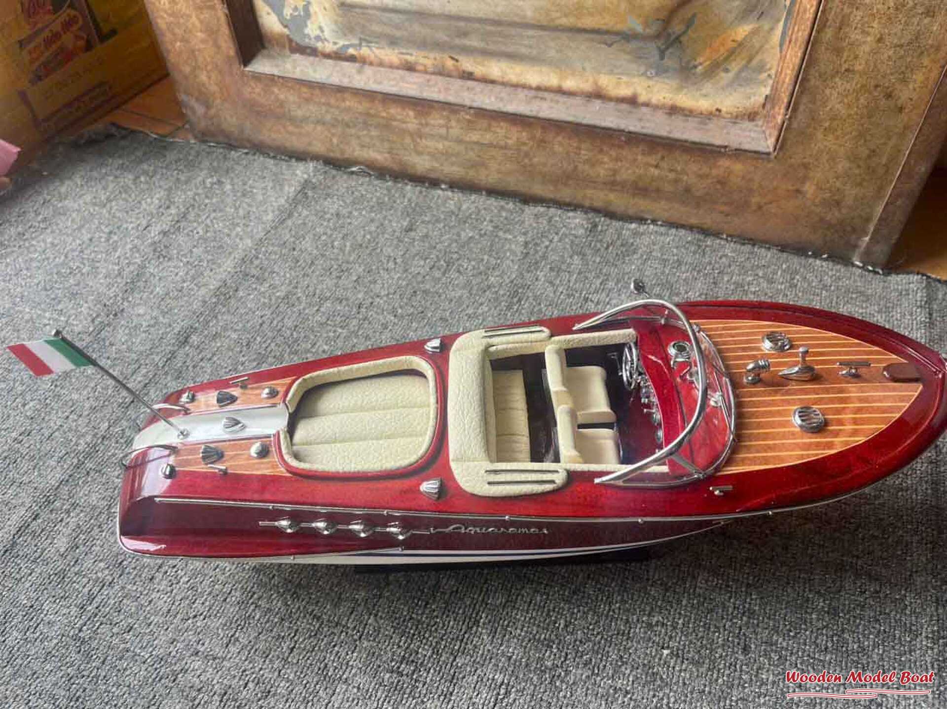 Cream - Colored Riva Aquarama Ship Model (5) Wooden Model Boat Handicraft
