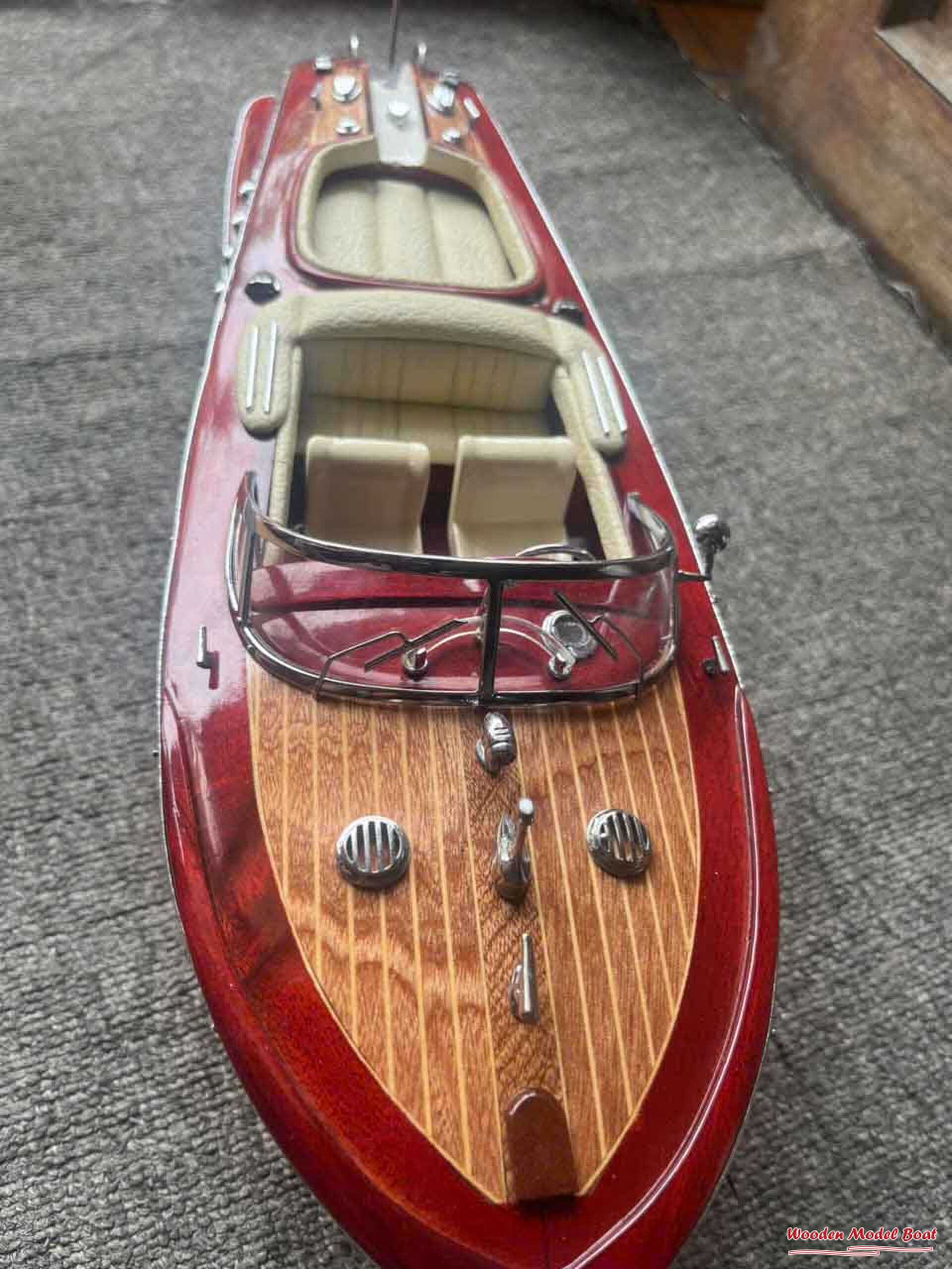 Cream - Colored Riva Aquarama Ship Model (7) Wooden Model Boat Handicraft