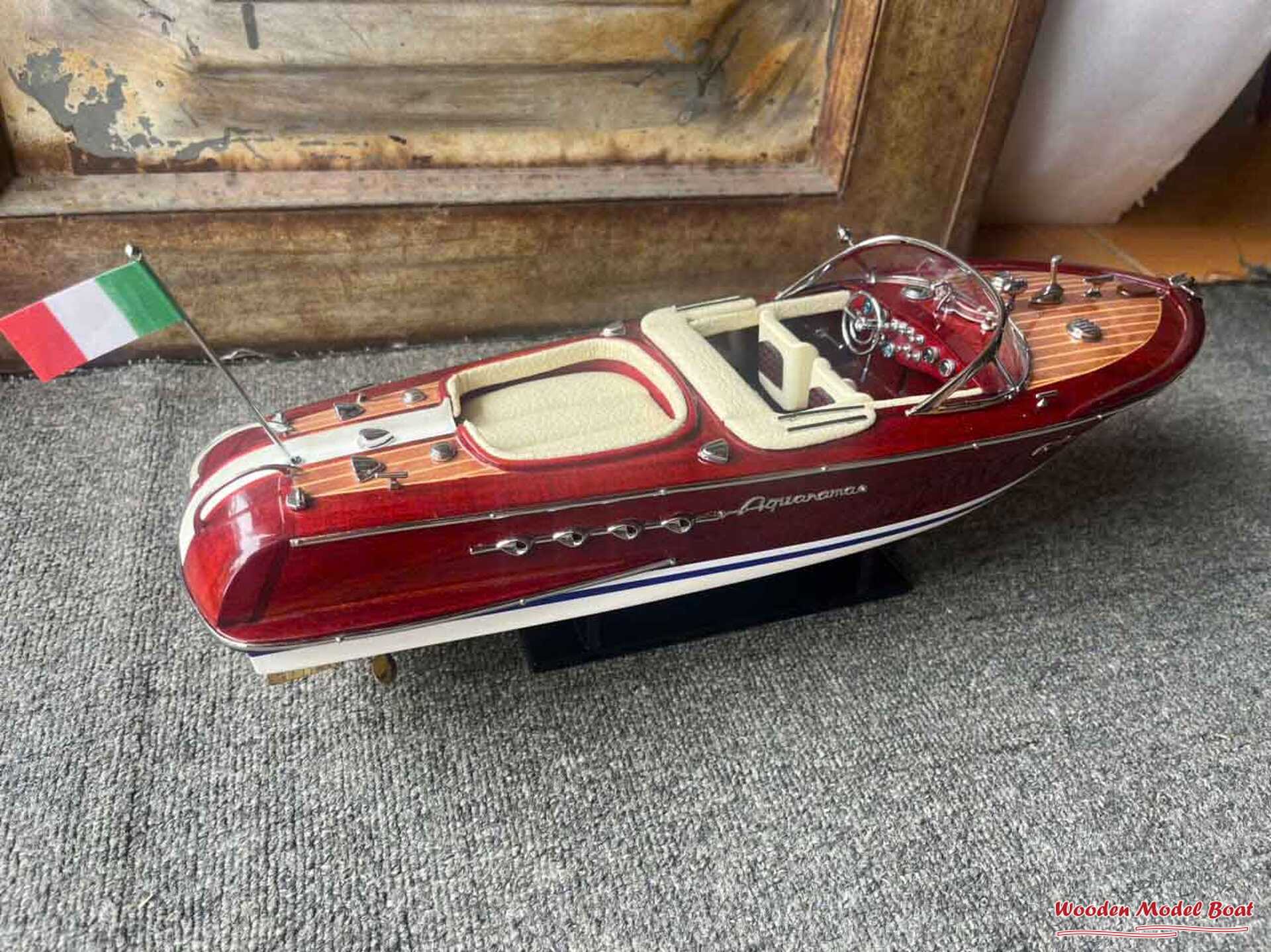 Cream - Colored Riva Aquarama Ship Model (9) Wooden Model Boat Handicraft