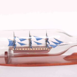Wooden Model Boat 36 Blue Ship Model In A Horizontal Square Bottle 1 Wooden Model Boat Handicraft
