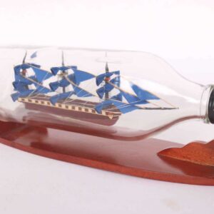 Wooden Model Boat 35 Blue Ship Model In A Horizontal Square Bottle 2 Wooden Model Boat Handicraft