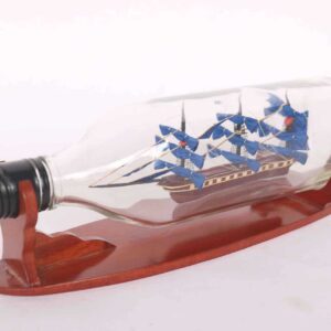 Wooden Model Boat 37 Blue Ship Model In A Horizontal Square Bottle 3 Wooden Model Boat Handicraft