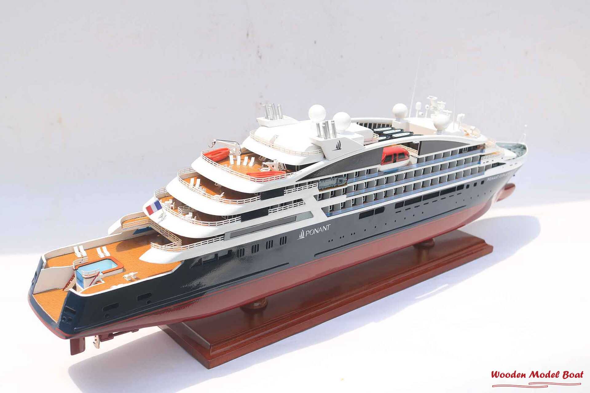 Ponant Explorer Ocean Liner Model (2) Wooden Model Boat Handicraft Ponant Explorer Ocean Liner Model 2 Wooden Model Boat Handicraft