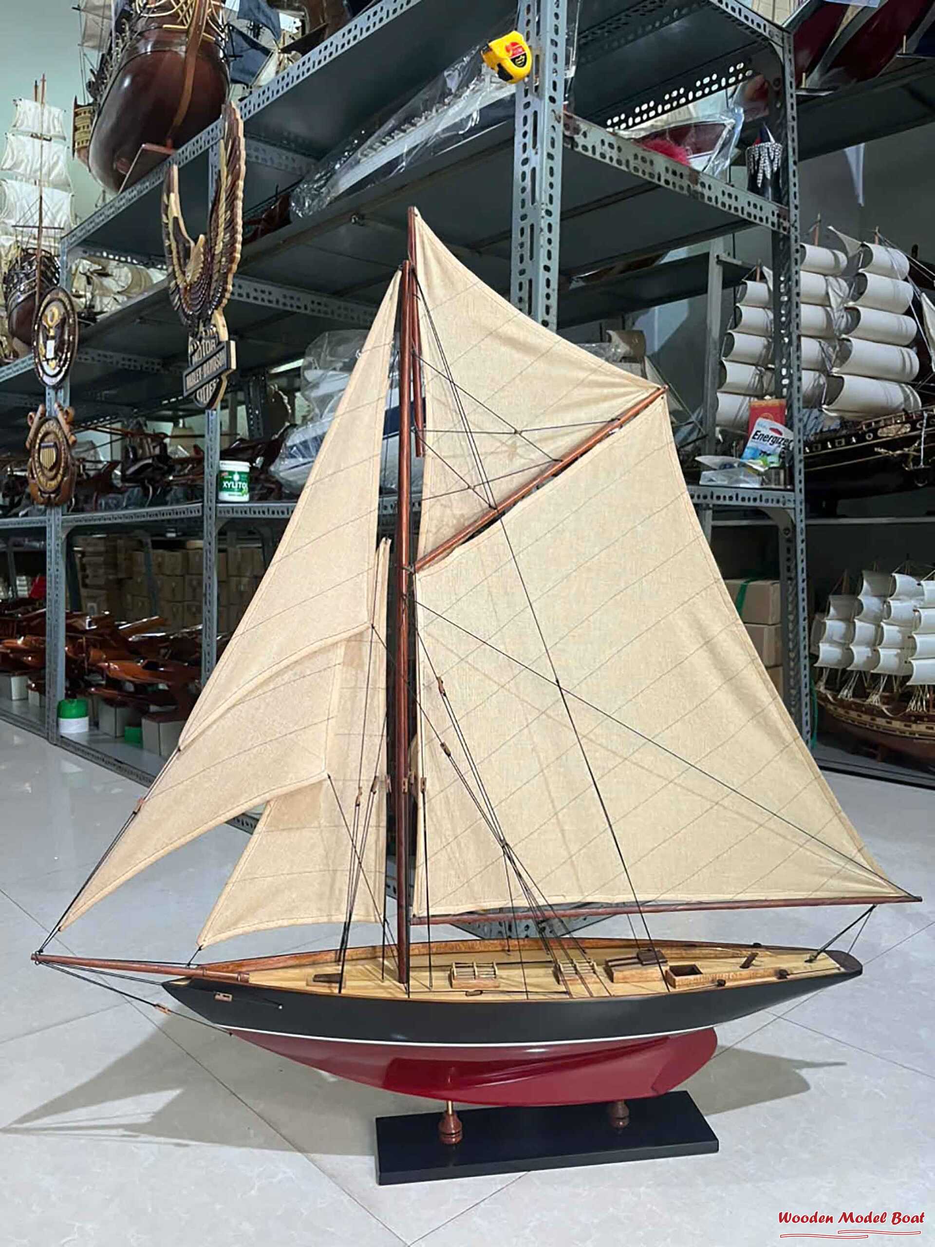 Penduick Ship Model - Painted Red & Black (11) Wooden Model Boat Handicraft Penduick Ship Model Painted Red Black 11 Wooden Model Boat Handicraft