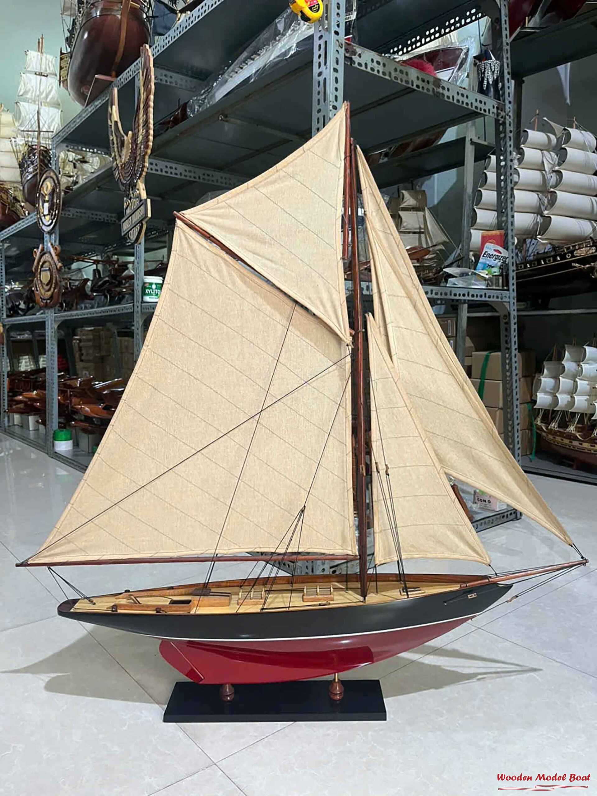 Penduick Ship Model - Painted Red & Black (6) Wooden Model Boat Handicraft Penduick Ship Model Painted Red Black 6 Wooden Model Boat Handicraft
