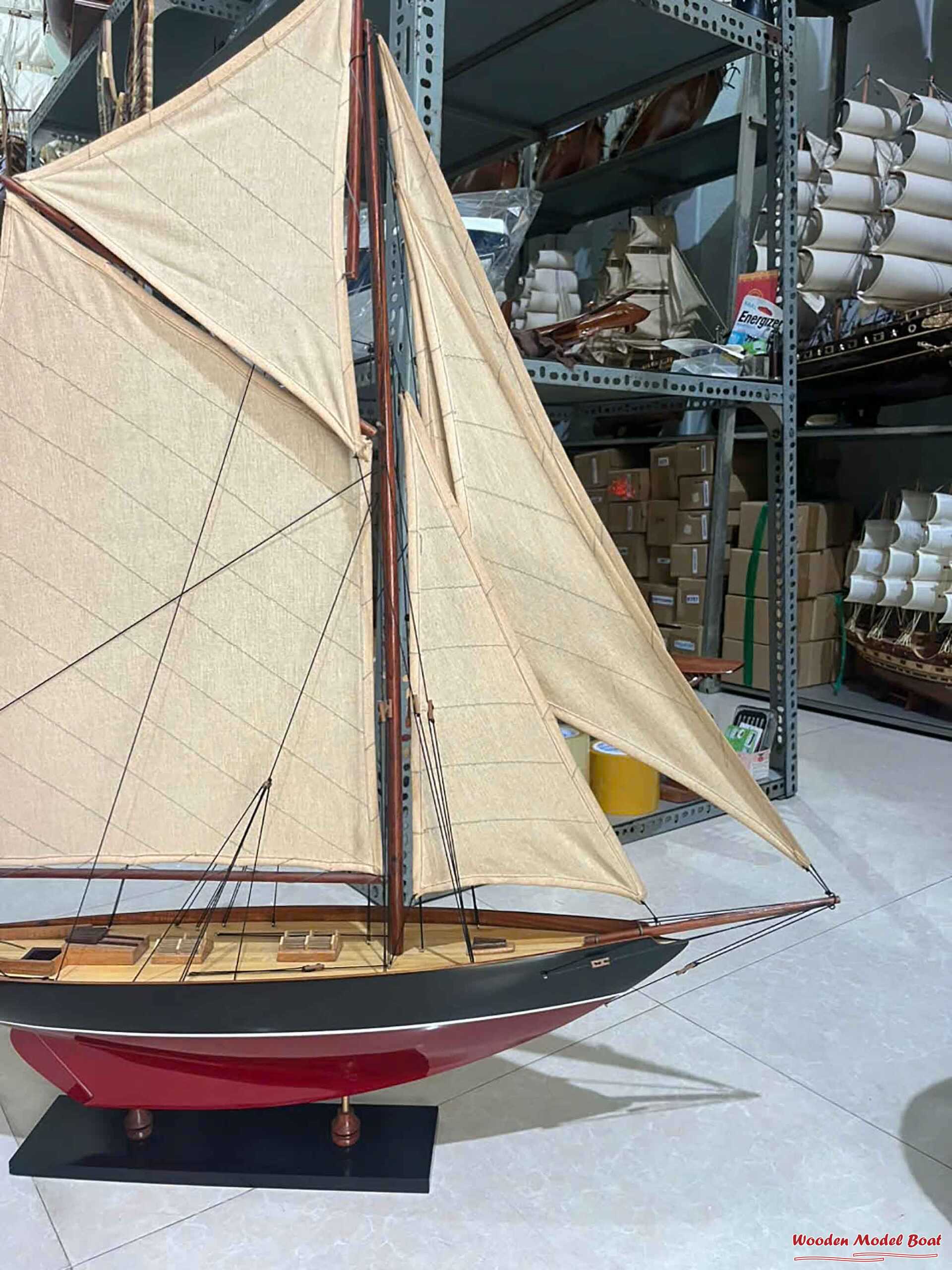 Penduick Ship Model - Painted Red & Black (7) Wooden Model Boat Handicraft Penduick Ship Model Painted Red Black 7 Wooden Model Boat Handicraft