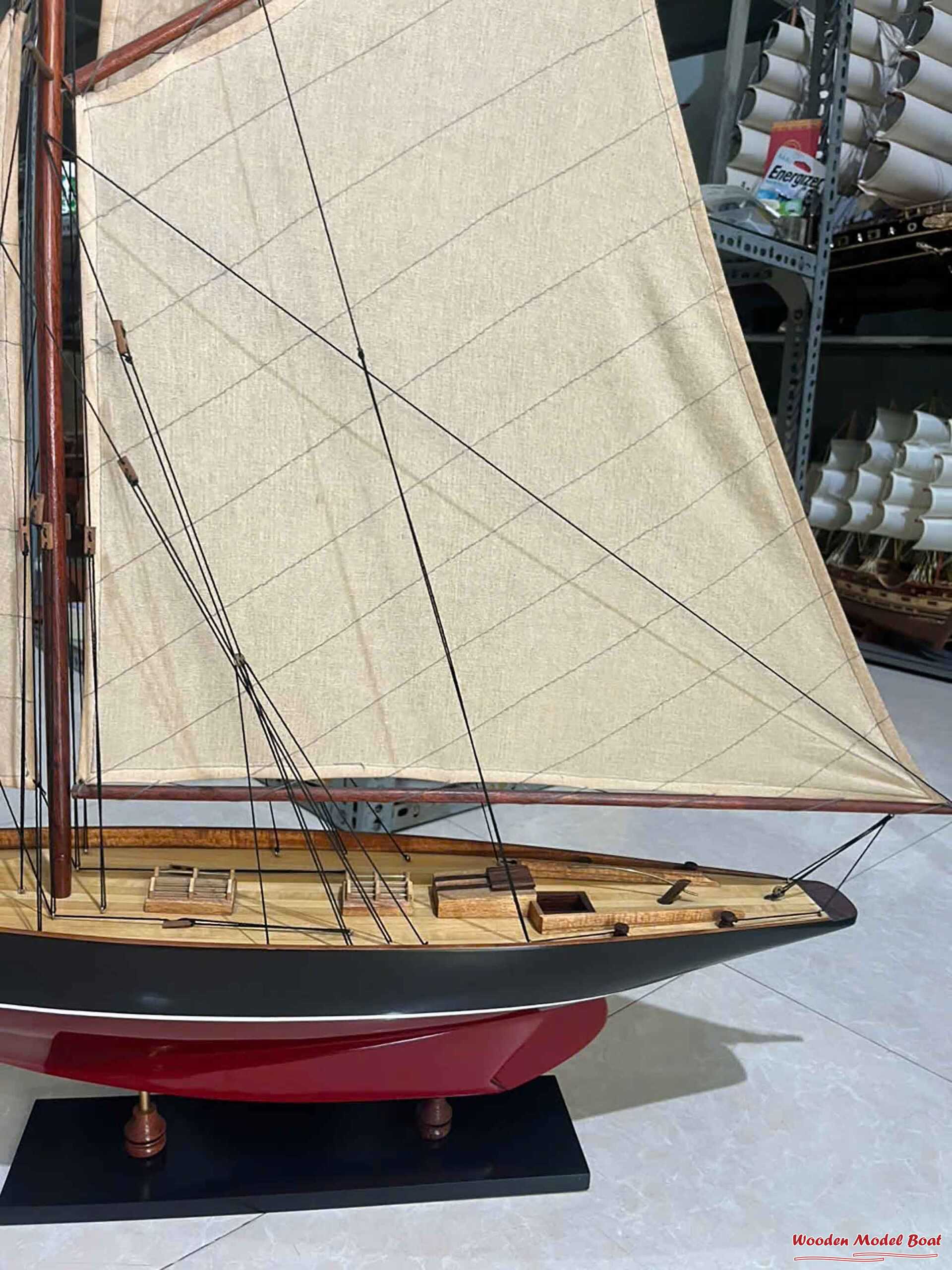 Penduick Ship Model - Painted Red & Black (9) Wooden Model Boat Handicraft Penduick Ship Model Painted Red Black 9 Wooden Model Boat Handicraft