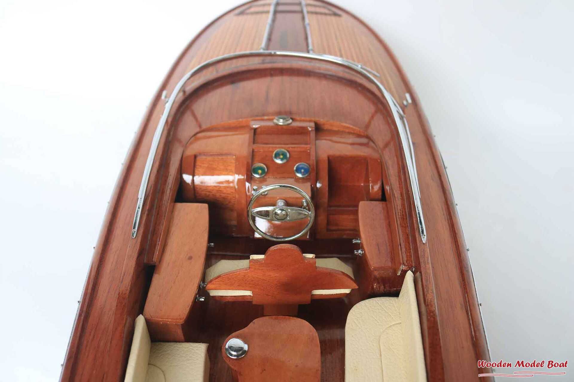Riva Rama 44 Natural Wood Finished RC Speed Boat Model (11) Wooden Model Boat Handicraft Riva Rama 44 Natural Wood Finished RC Speed Boat Model 11 Wooden Model Boat Handicraft