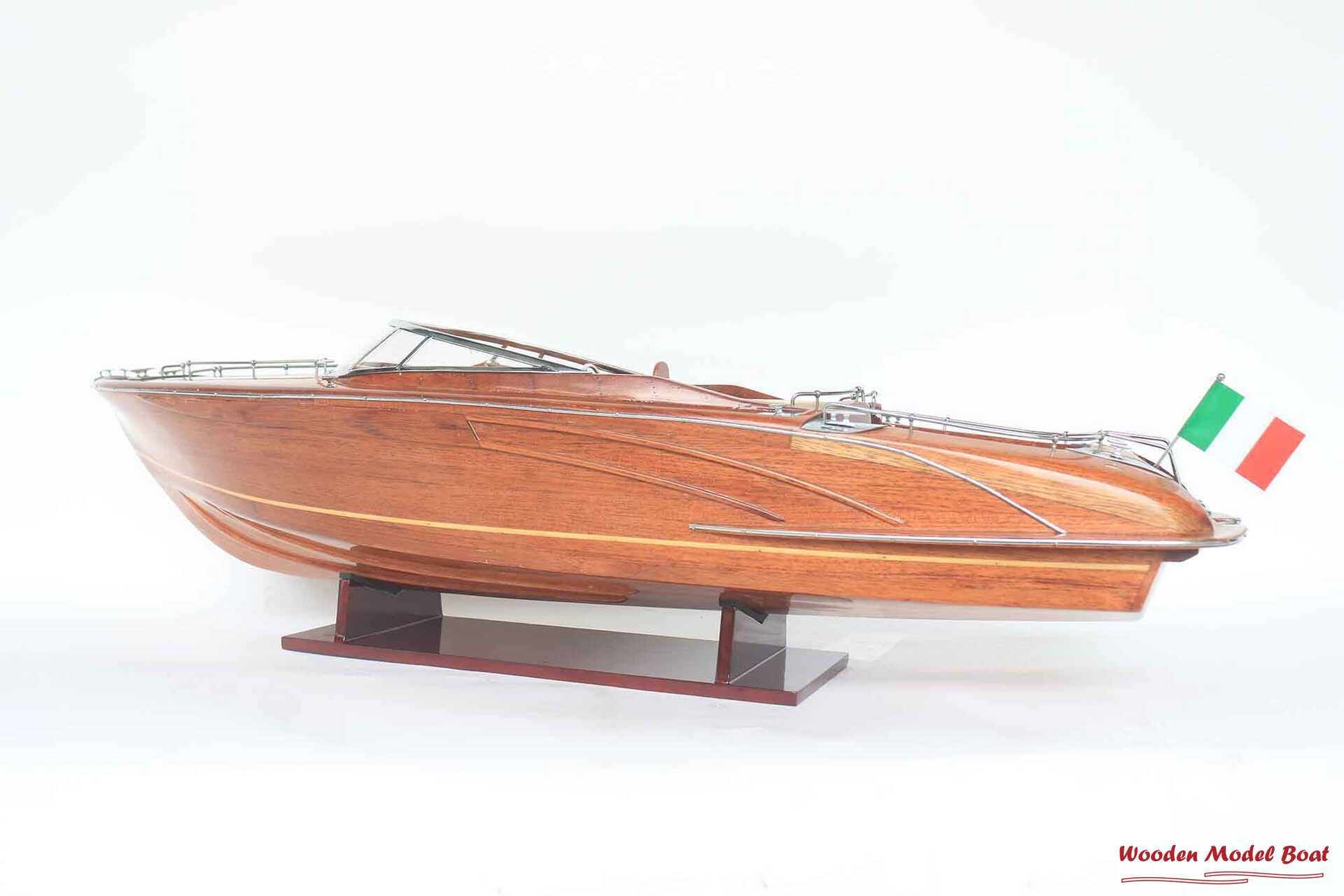 Riva Rama 44 Natural Wood Finished RC Speed Boat Model (13) Wooden Model Boat Handicraft Riva Rama 44 Natural Wood Finished RC Speed Boat Model 13 Wooden Model Boat Handicraft