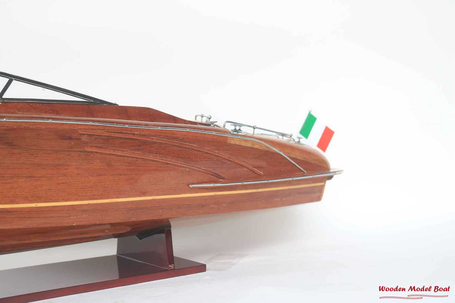 Riva Rama 44 Natural Wood Finished RC Speed Boat Model (14) Wooden Model Boat Handicraft Riva Rama 44 Natural Wood Finished RC Speed Boat Model 14 Wooden Model Boat Handicraft
