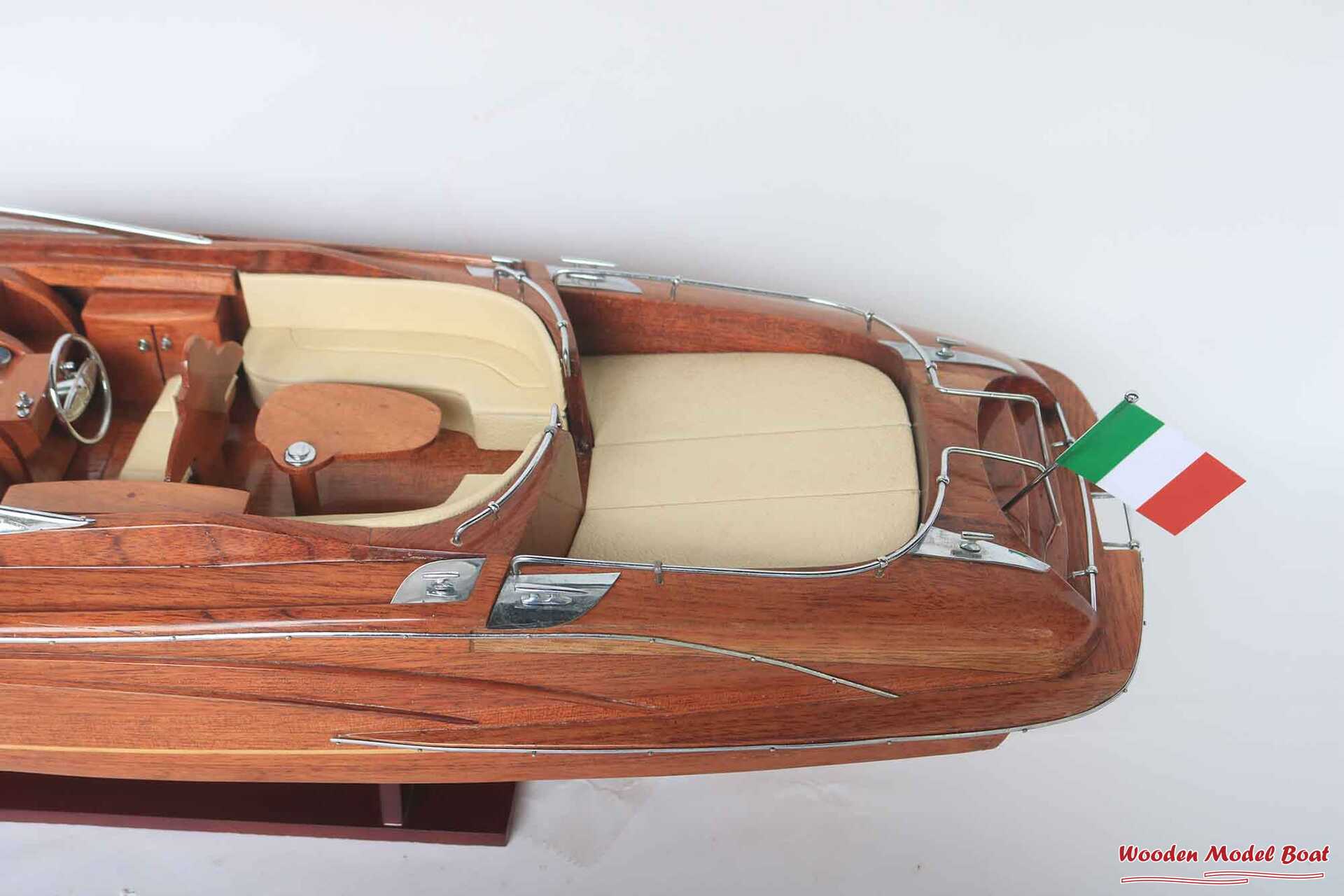 Riva Rama 44 Natural Wood Finished RC Speed Boat Model (16) Wooden Model Boat Handicraft Riva Rama 44 Natural Wood Finished RC Speed Boat Model 16 Wooden Model Boat Handicraft