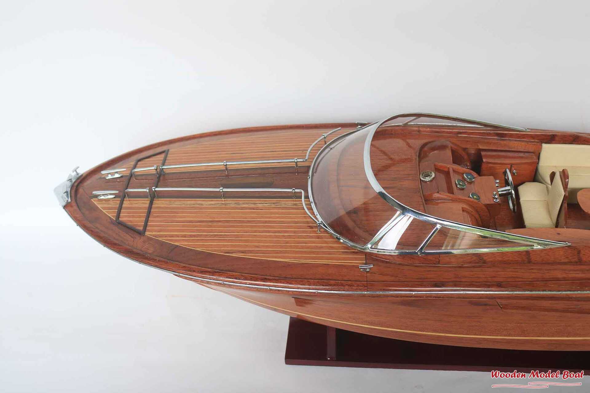 Riva Rama 44 Natural Wood Finished RC Speed Boat Model (17) Wooden Model Boat Handicraft Riva Rama 44 Natural Wood Finished RC Speed Boat Model 17 Wooden Model Boat Handicraft