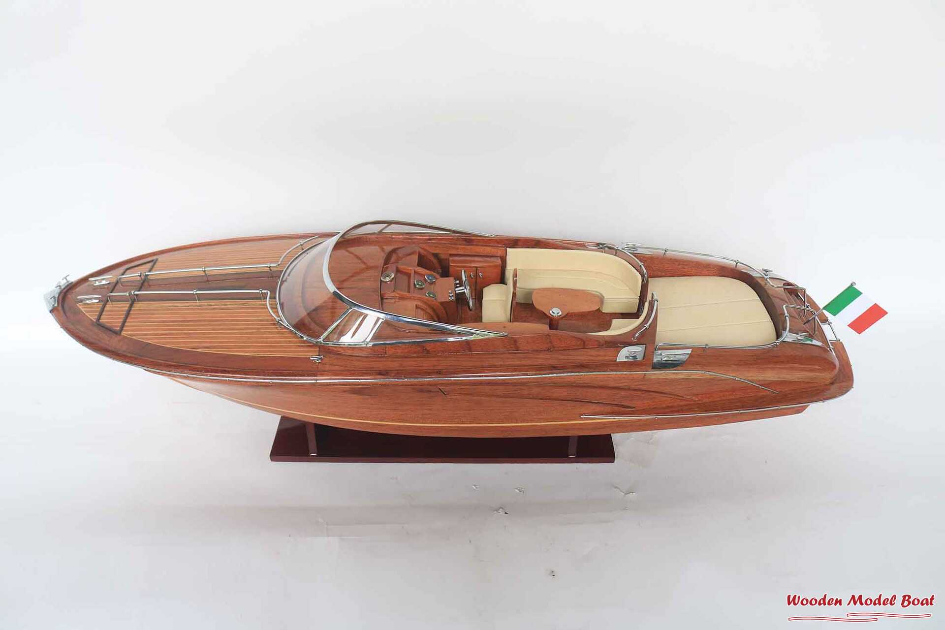 Riva Rama 44 Natural Wood Finished RC Speed Boat Model (18) Wooden Model Boat Handicraft Riva Rama 44 Natural Wood Finished RC Speed Boat Model 18 Wooden Model Boat Handicraft