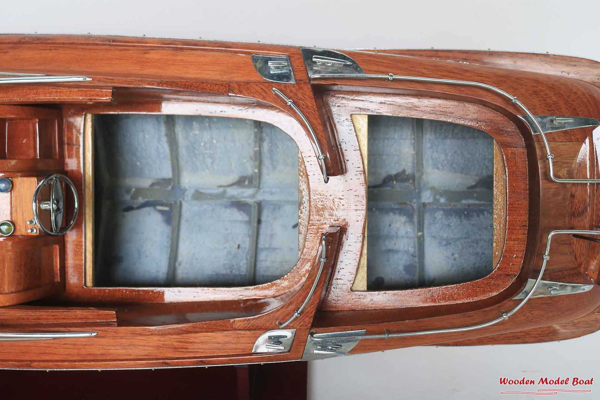 Riva Rama 44 Natural Wood Finished RC Speed Boat Model (2) Wooden Model Boat Handicraft Riva Rama 44 Natural Wood Finished RC Speed Boat Model 2 Wooden Model Boat Handicraft