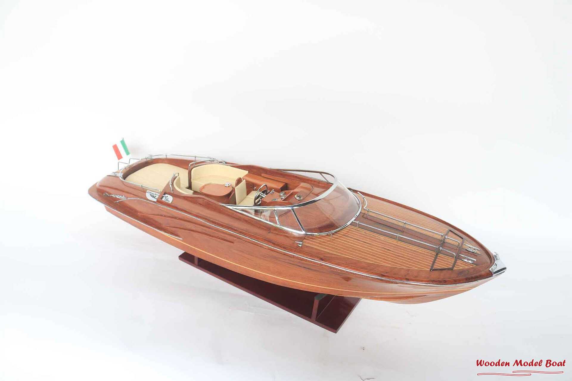 Riva Rama 44 Natural Wood Finished RC Speed Boat Model (8) Wooden Model Boat Handicraft Riva Rama 44 Natural Wood Finished RC Speed Boat Model 8 Wooden Model Boat Handicraft