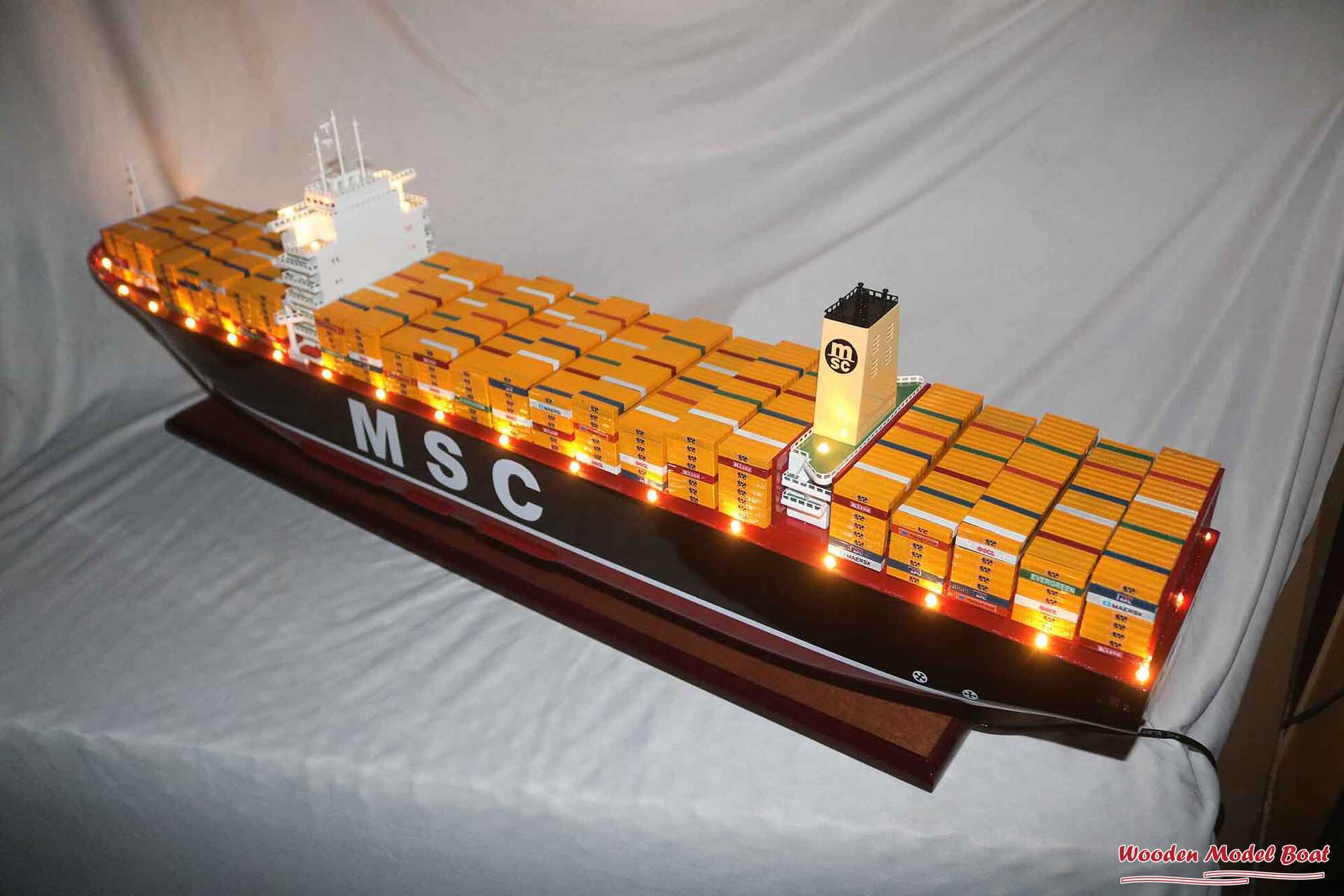 MSC Oliver Boat With Light Model (1) Wooden Model Boat Handicraft