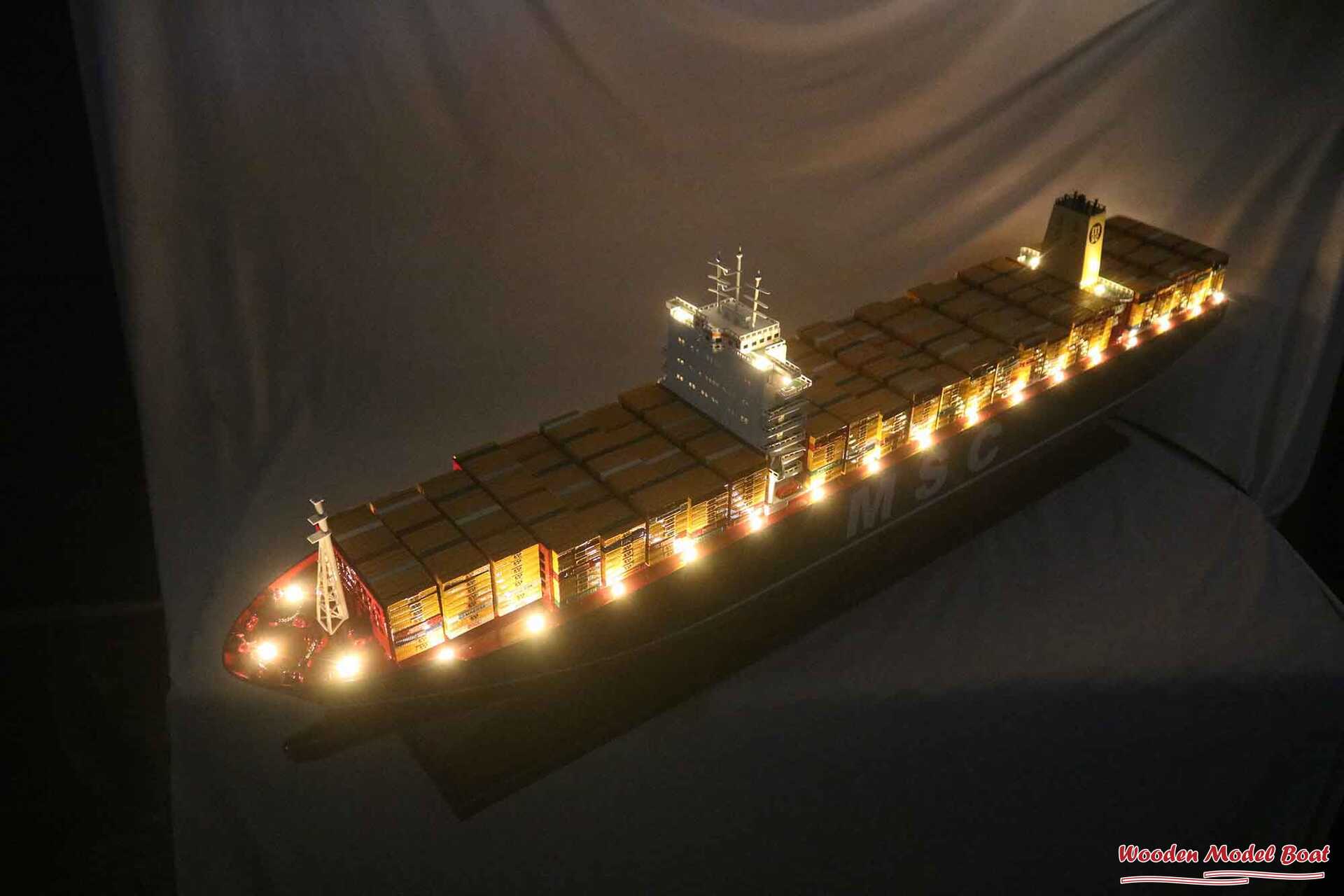 MSC Oliver Boat With Light Model (11) Wooden Model Boat Handicraft
