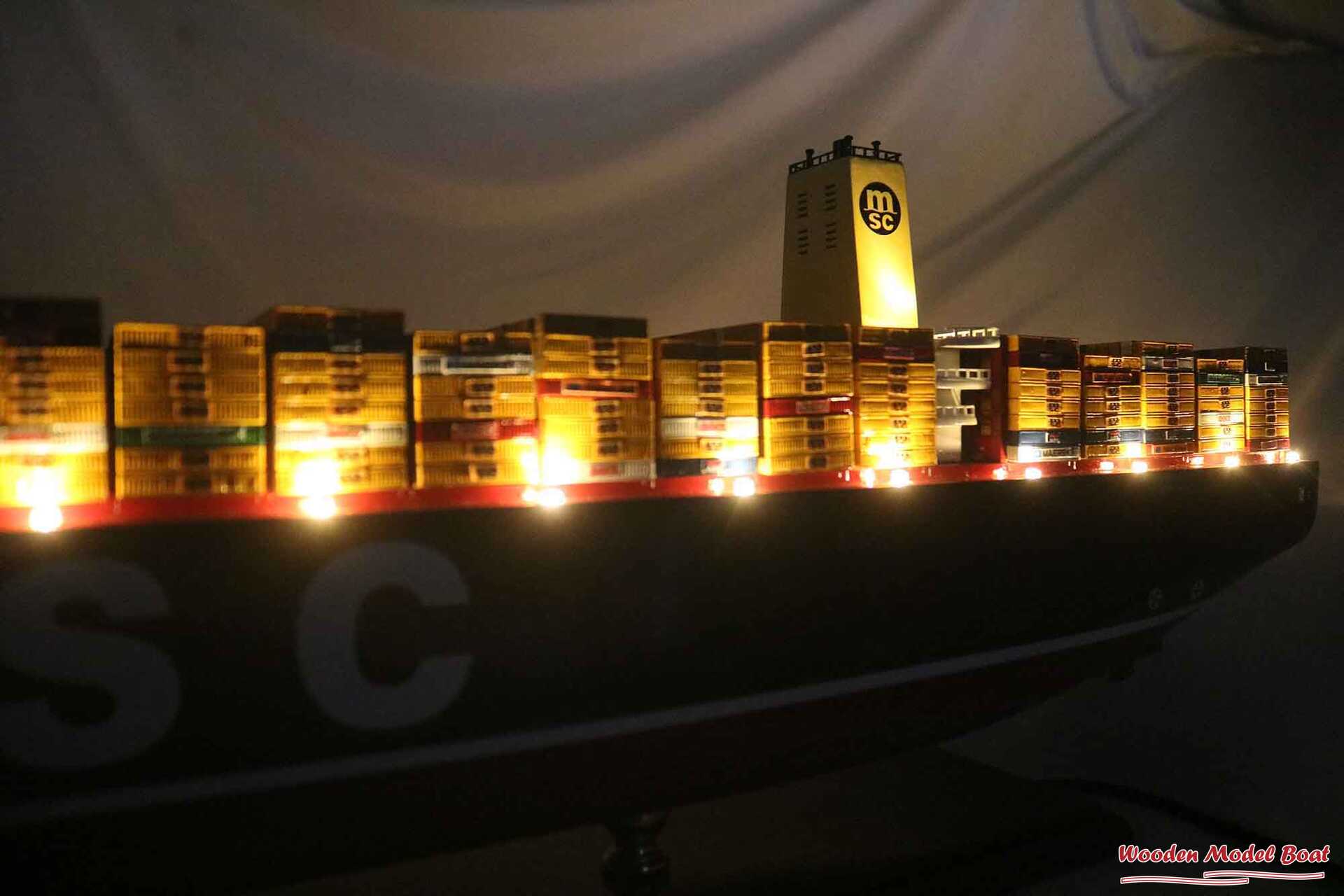 MSC Oliver Boat With Light Model (12) Wooden Model Boat Handicraft
