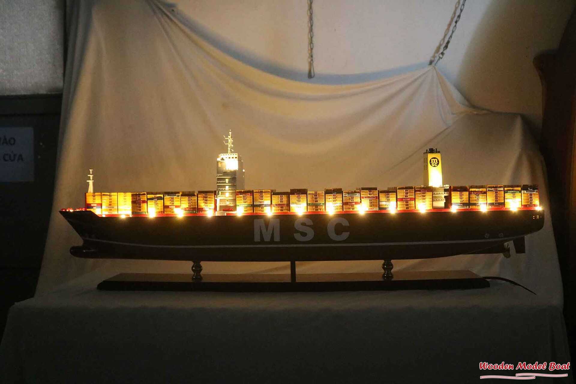 MSC Oliver Boat With Light Model (14) Wooden Model Boat Handicraft
