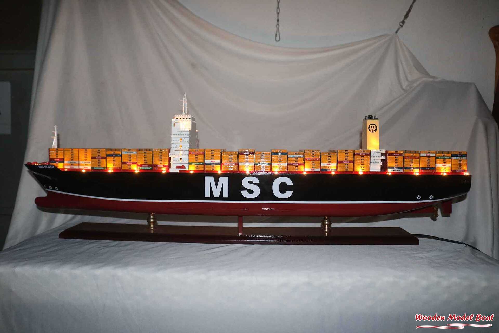 MSC Oliver Boat With Light Model (3) Wooden Model Boat Handicraft