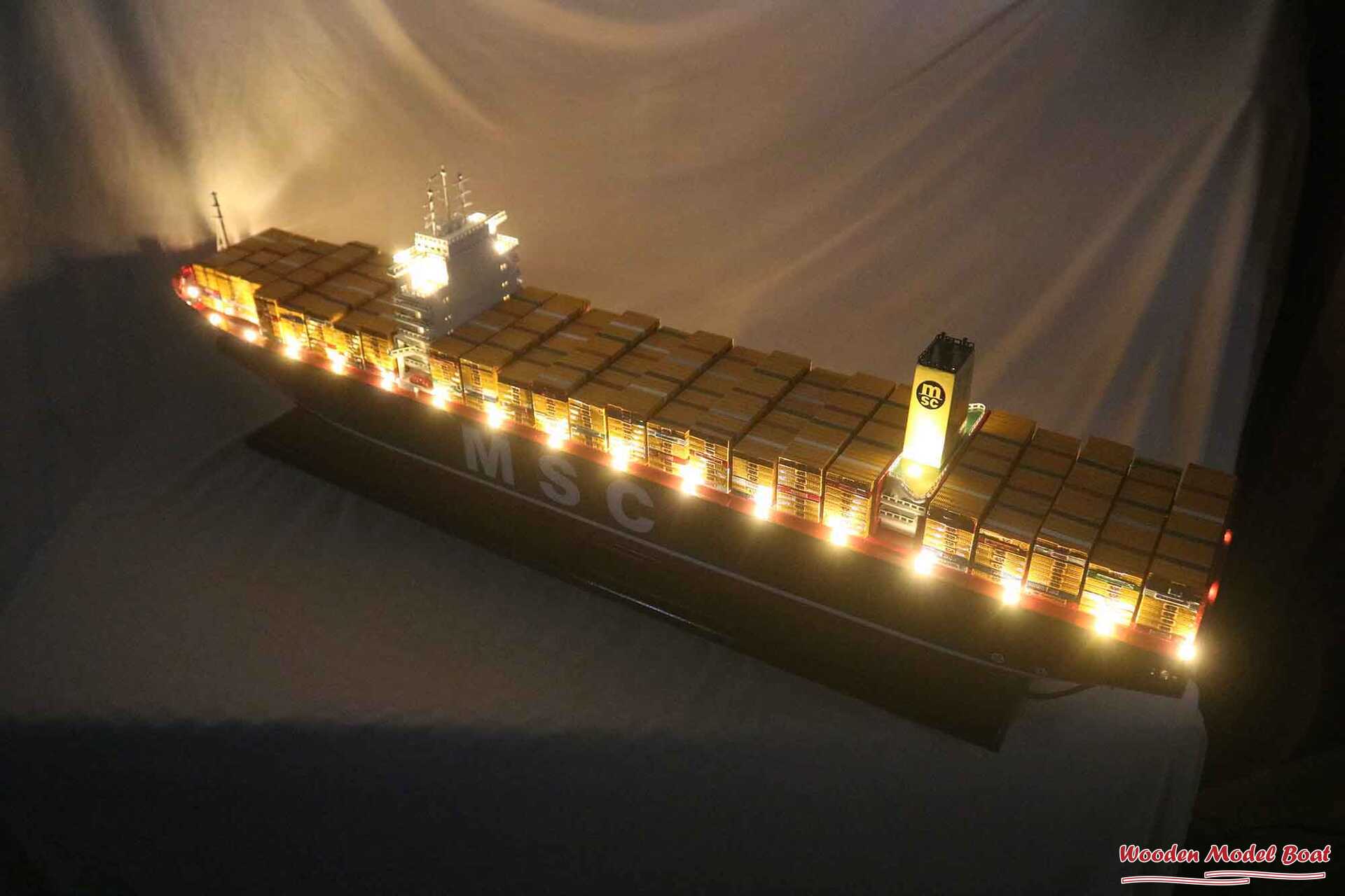 MSC Oliver Boat With Light Model (4) Wooden Model Boat Handicraft
