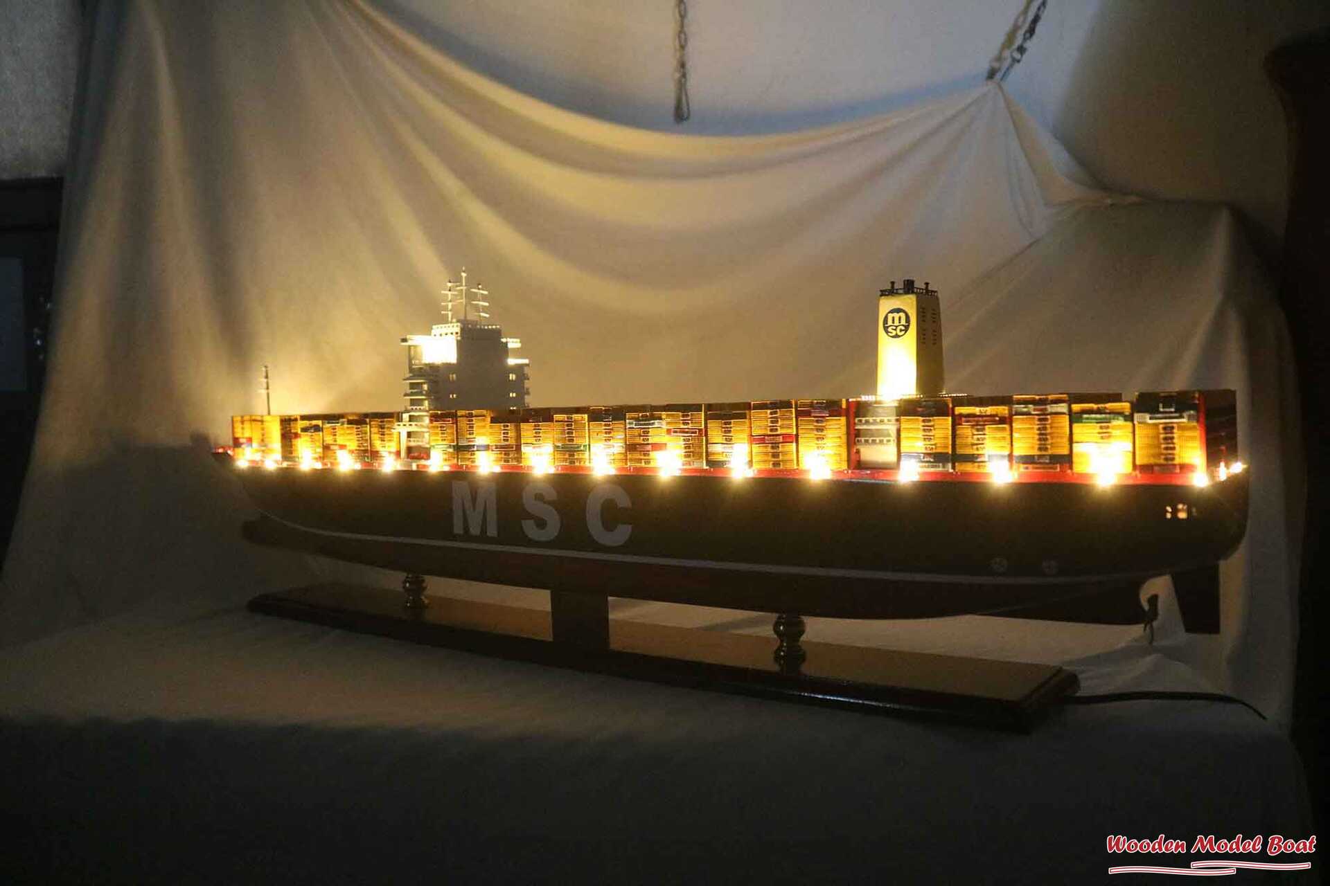 MSC Oliver Boat With Light Model (7) Wooden Model Boat Handicraft