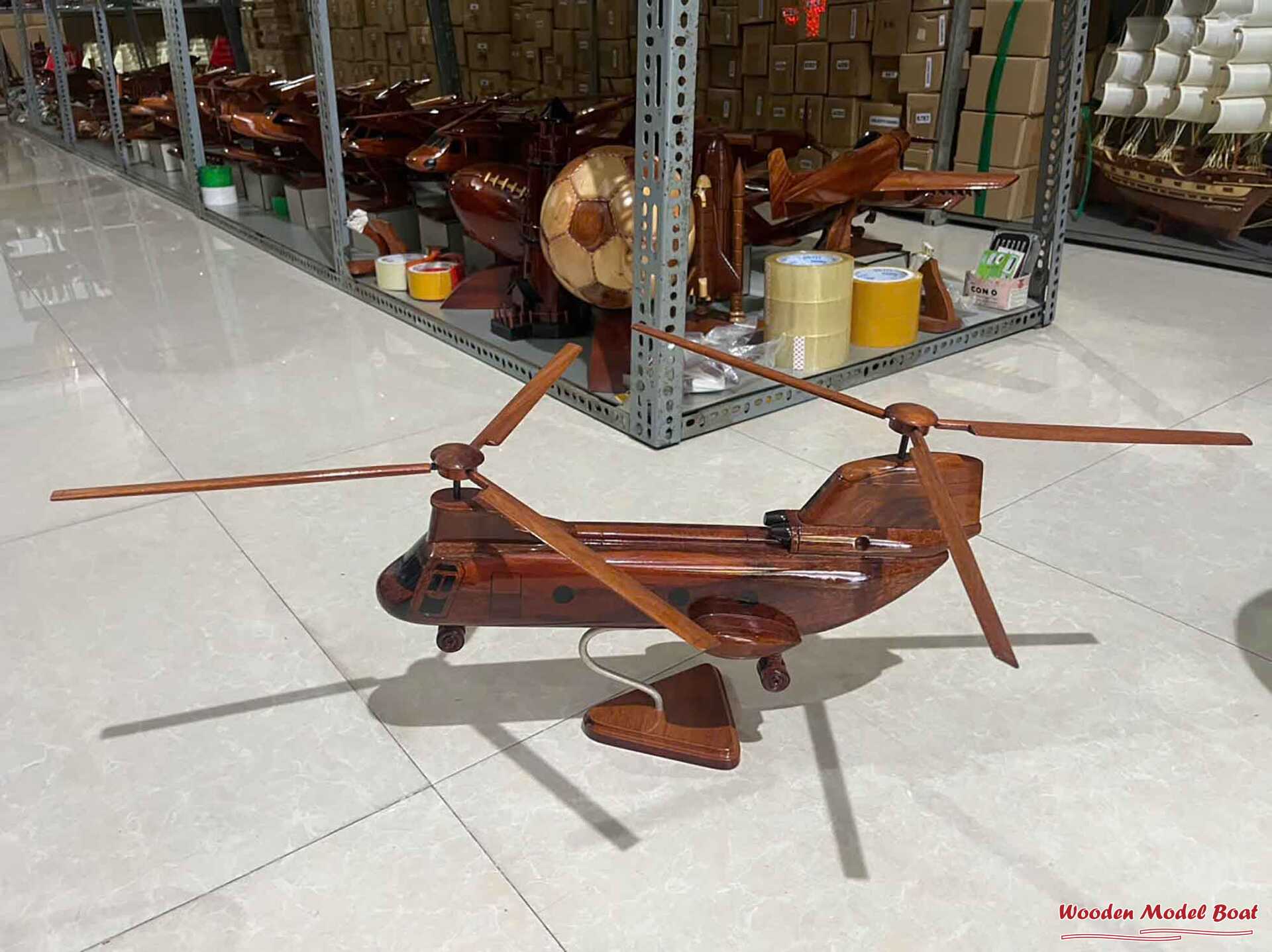 Wooden Helicopter Model (3) Wooden Model Boat Handicraft